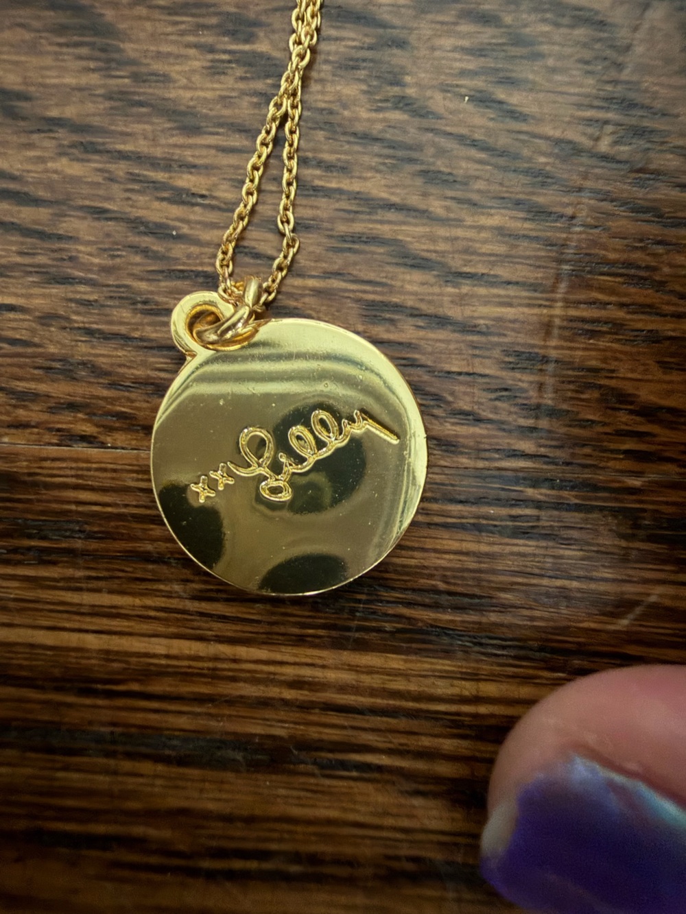 Lilly Pulitzer Gold Round Pendant Necklace in Pink and Mint - Picture 2 of 4